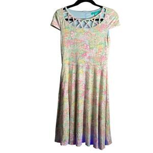 Fever London Pink and Yellow Floral A Line Dress Size 4